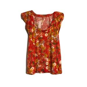 Loft Floral Short Sleeve Top Small NWT